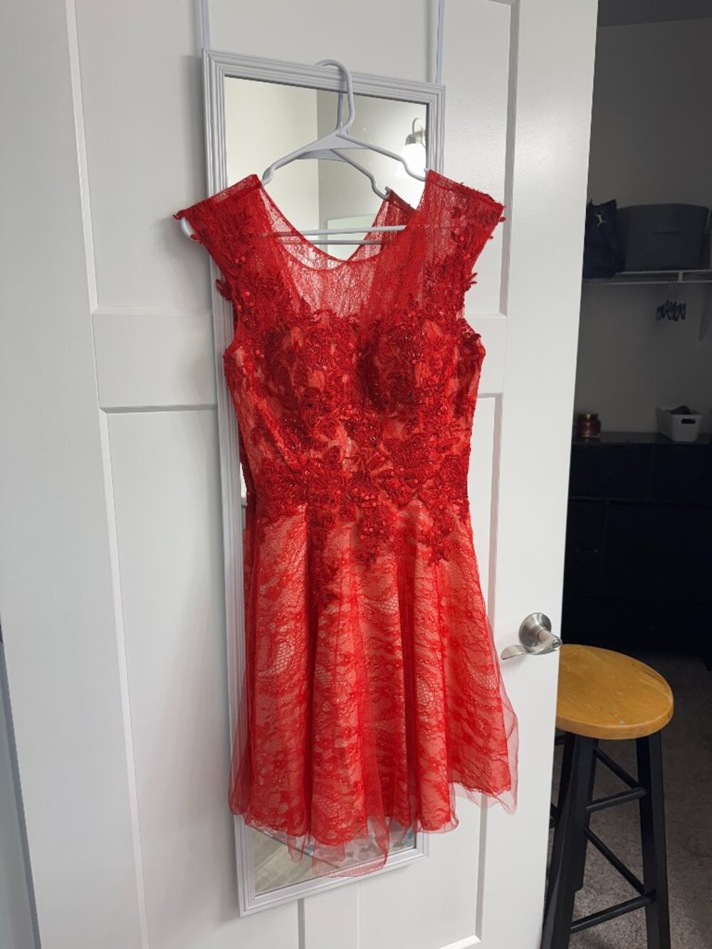 Vintage May Queen Couture Red Lace Sequin Dress Size 6